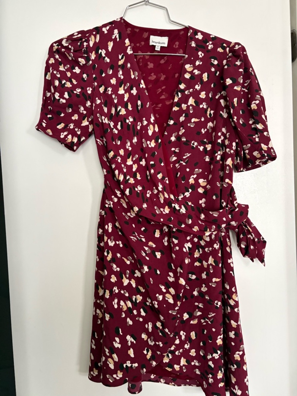 Heartloom Burgundy Floral Wrap Mini Dress